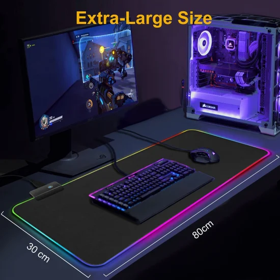 Игровой коврик для мыши, светящийся RGB, игровая клавиатура, настольный коврик для мыши, анти-