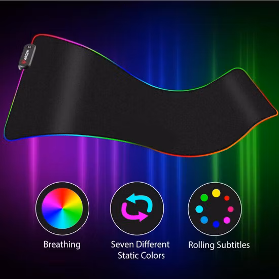 Пользовательский расширенный большой коврик для мыши RGB светодиодный светящийся коврик для клавиатуры Рекламный подарок Настольный коврик Gamer Натуральный каучук игровой коврик для мыши Gamer Компьютерные аксессуары